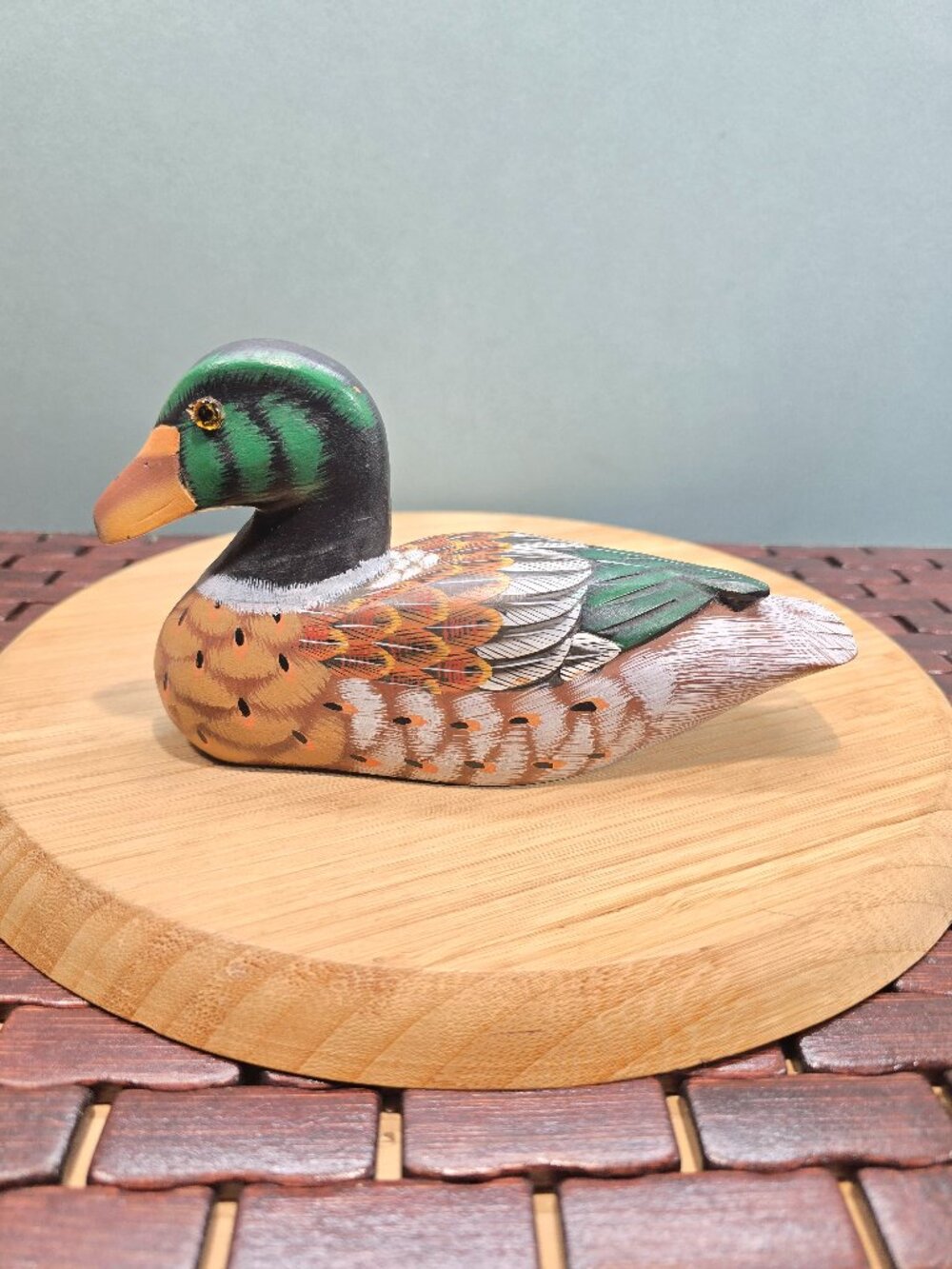 Vintage Wooden Decoy Carved Hand Painted Mallard Drake Duck